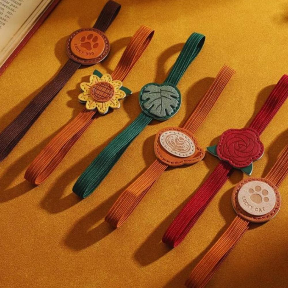 Vintage Collectible Books - Marcapáginas de Cuero con Bandas Elásticas