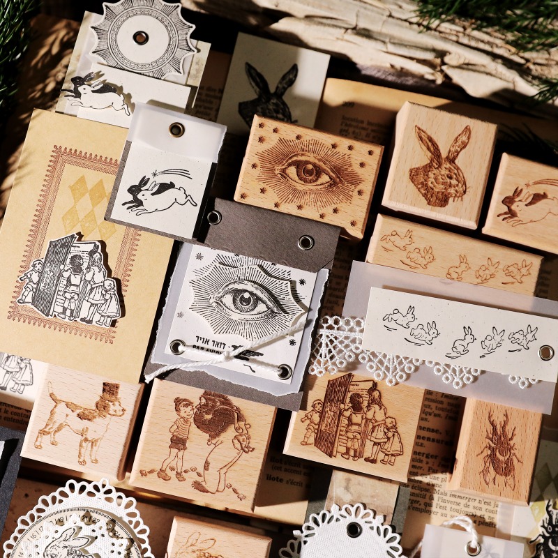 Vintage Collectible Stamps - Sello de Goma de Madera Vintage