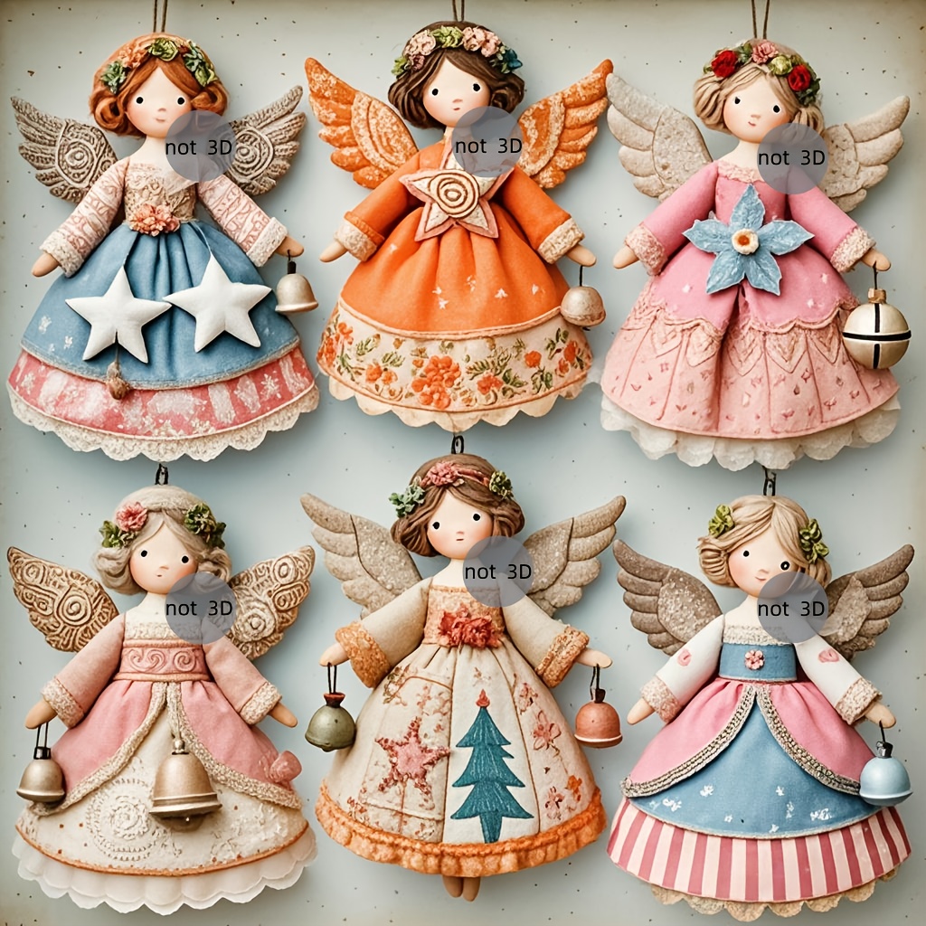 Vintage Collectible Dolls - 6/12 Piezas Adornos de Ángel de