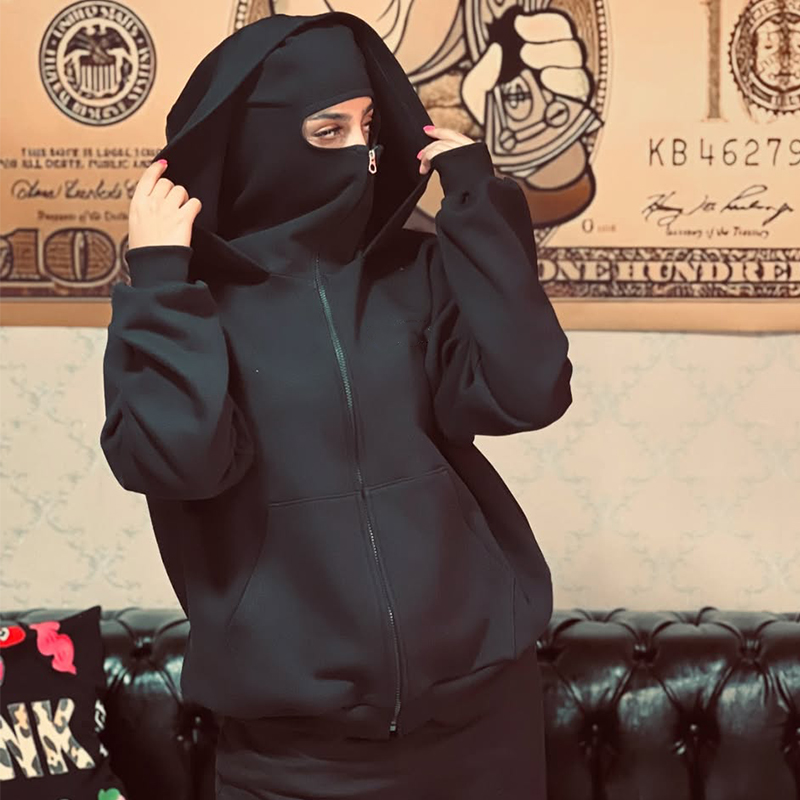Vintage Zip Hoodie - Sudadera con capucha holgada Harajuku con