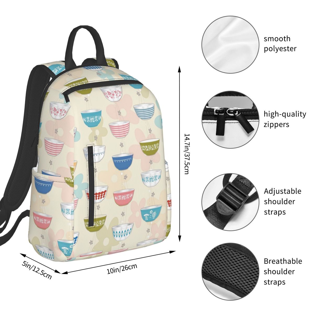 Mochila Vintage Pyrex Bowls Co - Vintage Collectible Pyrex reseña y precio